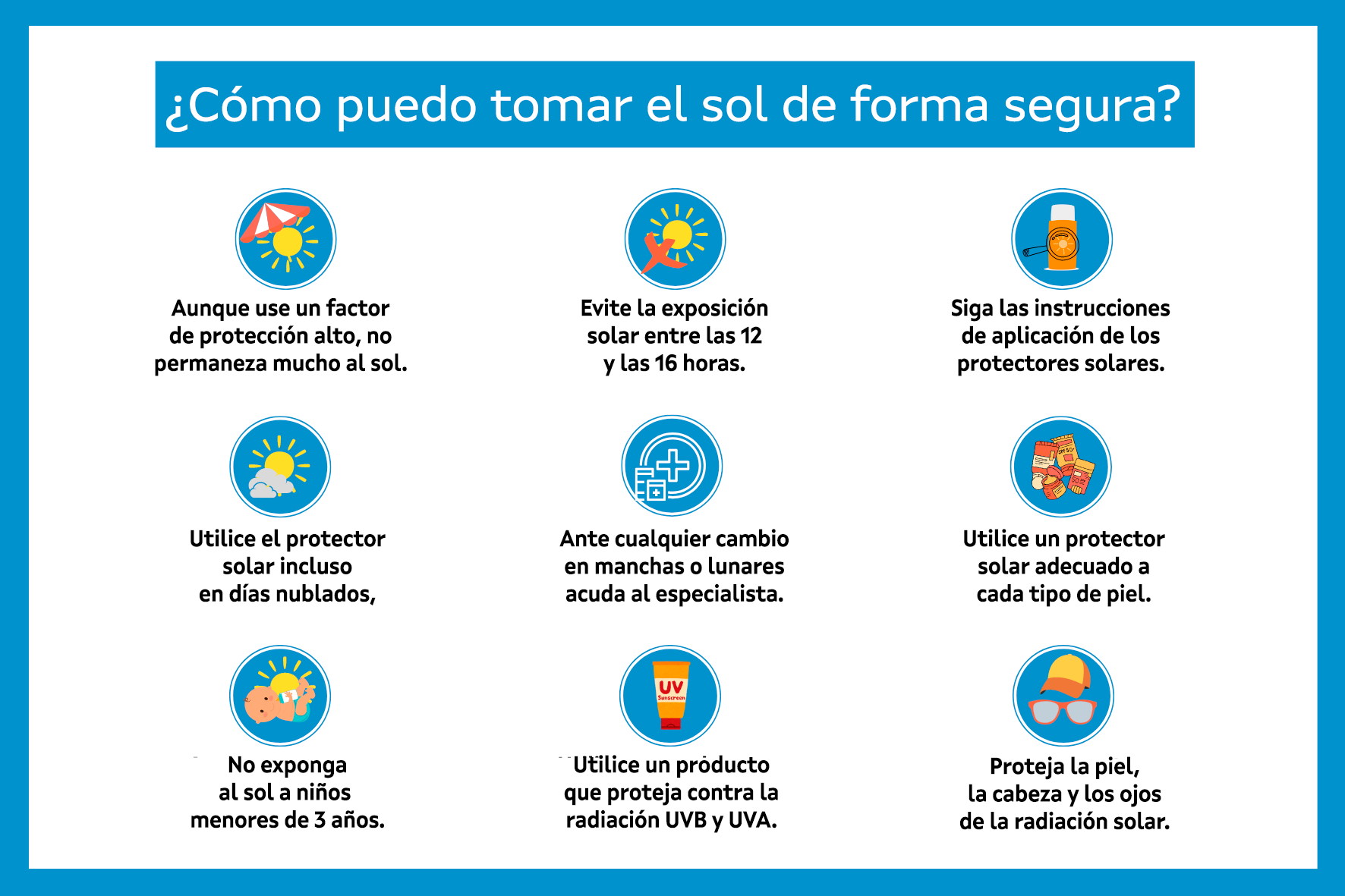 Infografía protección solar, tomar el sol de forma segura