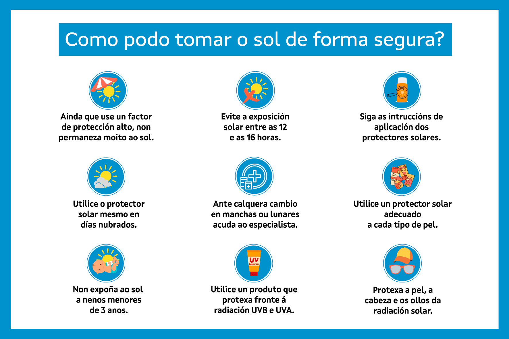 Infografía proteción solar, tomar o sol de forma segura